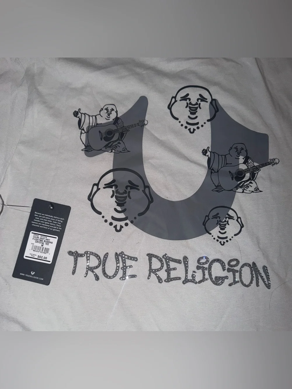 *new* True Religion Floating Buddha Crystal Tee - Quiet Grey